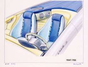 Renault Argos (1994) – Skizze der schwedischen Designerin Karine Reikeras, die während der „Renault-Volvo-Romanze“ im Rahmen eines Personalaustauschs zu Renault kam Renault Argos (1994) – Skizze der schwedischen Designerin Karine Reikeras, die während der „Renault-Volvo-Romanze“ im Rahmen eines Personalaustauschs zu Renault kam