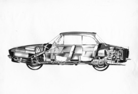 Renault Caravelle (1962) - Durchsichtszeichnung - der Heckmotor erlaubte einen grossen Kofferraum vorne