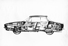 Renault Caravelle (1962) - Durchsichtszeichnung - der Heckmotor erlaubte einen grossen Kofferraum vorne