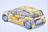 Renault Clio Sport V6 Trophy (1998) - Durchsichtszeichnung der Cup-Version (© Patrick Grace - Courtesy Renault/Werk, 1998) Renault Clio Sport V6 Trophy (1998) - Durchsichtszeichnung der Cup-Version (© Patrick Grace - Courtesy Renault/Werk, 1998)