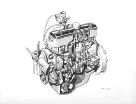 Renault Frégate (1955) – Schnittzeichnung des 65-HP-Motors (1955)