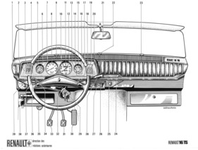 Renault R16 (1968) - schematische Darstellung des Armaturenbrettes