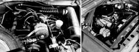 Renautl 16 TS und Ford 17 M RS (1968) - der Renault-Motor sitzt hinter der Vorderachse - viel Platz im Motorraum von Ford
