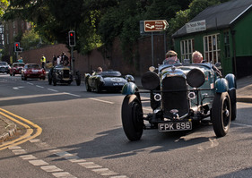 - Racing cars on their way to the parade at Donington Castle. (Donington Historic Festival)
