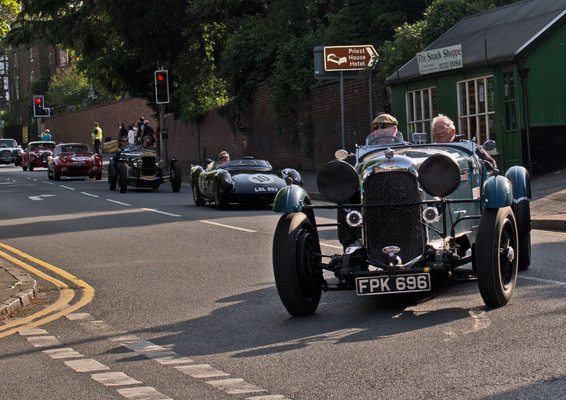 - Racing cars on their way to the parade at Donington Castle. (Donington Historic Festival)