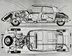 Revolutionäres Konzept im Durchblick (Fehler im Grundriss, denn die Halbwellen sollten etwas nach hinten abgewinkelt sein)