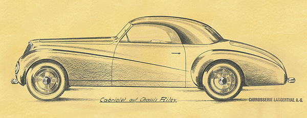 Bild Riley mit Aufbau von Carrosserie Langenthal - Entwurfszeichnung