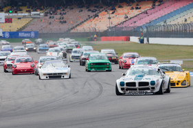 Roger Bolliger in the Pontiac TransAm and Daniel Schrey in the Kremer Porsche battle for the top spot - start of the Youngtimer Touring Car Challenge (YTTC) at the Hockenheim Historic 2015