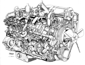 Rolls-Royce Silver Cloud II (1959) – Schnittzeichnung des L410-V8 Rolls-Royce Silver Cloud II (1959) – Schnittzeichnung des L410-V8