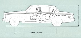 Rolls-Royce Silver Shadow (1968) - Abmessungen - aus einem Verkaufsprospekt