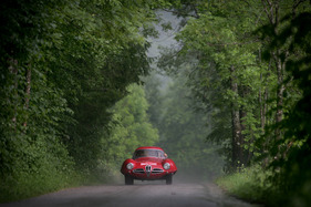 Roter Alfa Romeo Disco Volante im satten Grün