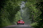 Roter Alfa Romeo Disco Volante im satten Grün