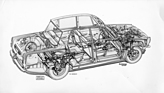 Rover 2000 (1963) - Durchsichtszeichnung zeigt die Technik