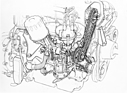 Rover 2000 (1963) - Technische Skizze - Antrieb der Nockenwelle
