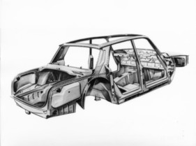 Rover 2000 (1963) - Technische Skizze - die tragende Struktur