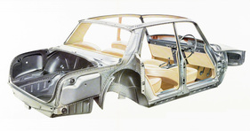 Rover 2000 (1966) - Karosseriestruktur ist auf Sicherheit getrimmt