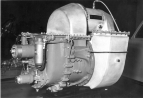 Rover Jet 1 (1952) - die verwendete Gasturbine - gezeigt am Genfer Autosalon 1952 Rover Jet 1 (1952) - die verwendete Gasturbine - gezeigt am Genfer Autosalon 1952