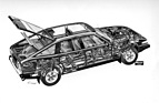 Rover SD1 3500 (1976) - Durchsichtszeichnung von Lawrence Watts für das Magazin "Motor"