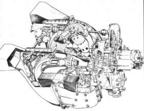 Rover T4 (1963) - Durchsichtszeichnung durch die Gasturbine