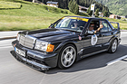 Image: Royal duo: racing driver Klaus Ludwig ("King Ludwig") and influencer Shareen Raudies in the Mercedes-Benz 190 E 2.5-16 Evolution II at the Silvretta Classic Rallye Montafon 2019 on July 5, 2019.