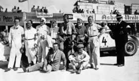 Rudolf Caracciola, Georg Kimpel, Otto Spandel, August Momberger, Graf Arco-Zinneberg, Adolf Rosenberger Willy Rosenstein und Alfred Neubauer - Grosser Preis der Nationen auf dem Nürburgring (1929)