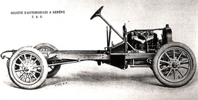 S.A.G. 20/24 hp (1916) - Sicht auf das Chassis - in Lizenz von Hispano-Suiza gebaut S.A.G. 20/24 hp (1916) - Sicht auf das Chassis - in Lizenz von Hispano-Suiza gebaut