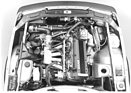 Saab 900 Turbo 16 V (1984) - Blick auf den Turbomotor mit 16 Ventilen