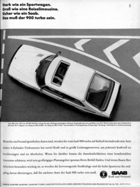 Saab 900 Turbo (1984) - Werbung - stark wie ein Sportwagen ...