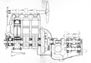Saab 93 (1956) – Längsschnitt durch Motor und Getriebe (1956)