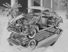 Saab 93 (1956) – Schnittzeichnung Saab 93 (1956) – Schnittzeichnung