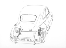 Saab 93 (1956) – hinten mit Deichselachse statt Längslenkern