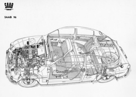 Saab 96 (1961) - Durchsichtszeichnung