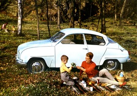 Saab 96 (1963) - für den Familienausflug, Aufnahme aus dem Verkaufsprospekt von 1963