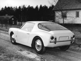 Saab Sonett II Prototyp (1965) - Heckansicht des Entwurfs von Björn Karlström, eingekleidet in Stahlblech Saab Sonett II Prototyp (1965) - Heckansicht des Entwurfs von Björn Karlström, eingekleidet in Stahlblech