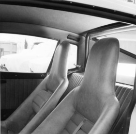 Saab Sonett III (1971) - die sportlich ausgestalteten Sitze - gesehen am Genfer Automobilsalon 1971