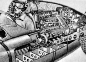 Sacha-Gordine (1953) – Vollgepacktes Zentralmotor-Heck. Aufwendige Streben im Seitentank