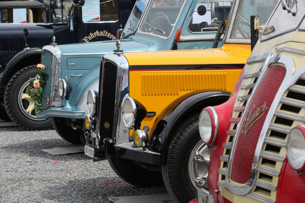 Saurer Reisebusse in unterschiedlichem Design - Swiss Classic World Luzern 2019