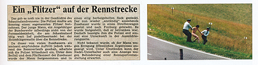 Bild: Schauinsland - Zeitungsausschnitt vom "Flitzer" auf der Rennstrecke