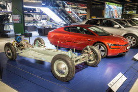 Schnittmodell des Käfer-Fahrgestells in der Sonderausstellung in der Verkehrshalle – 75 Jahre VW in der Schweiz