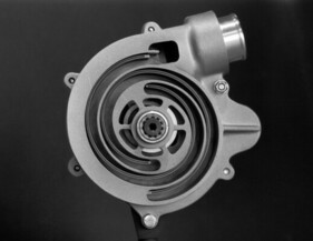 Cutaway model of a G-loader with clearly visible compressor wheel