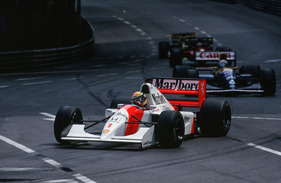 Senna 1992 vor Nigel Mansell in der St. Dévote Schikane (Pos 02)