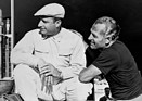 Sieger Juan Manuel Fangio und Karl Kling anlässlich des Grossen Preises von Monza 1955