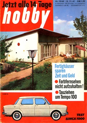 Simca 1000 (1961) - Titelseite von "hobby" mit dem Test