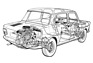 Simca 1000 Rallye 1 (1972) - Durchsichtszeichnung (© Archiv Automobil Revue) Simca 1000 Rallye 1 (1972) - Durchsichtszeichnung (© Archiv Automobil Revue)