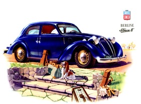 Simca 8 (1948) - herrliche Prospektabbildung