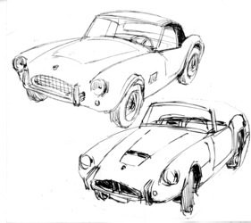 Skizze Cobra und Sabra - Genfer Automobilsalon 1965