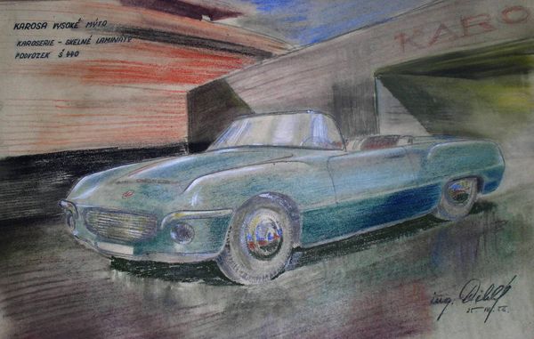 Skoda 440 Spartak Karosa (1956) - Entwurfszeichnung von Otakar Diblik