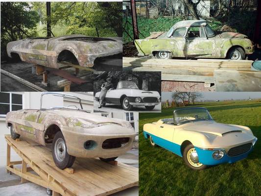 Skoda 440 Spartak Polytex Roadster (1955) - die Metamorphosen auf einem Bild zusammengefasst