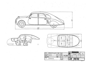 Škoda 935 Dynamic (1935) – Ansichten mit Massangaben