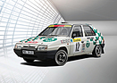 Bild: Škoda Favorit 136 L/A (1989) – Der 1,3-l-Frontmotor ist quer eingebaut und leistet 105 PS.